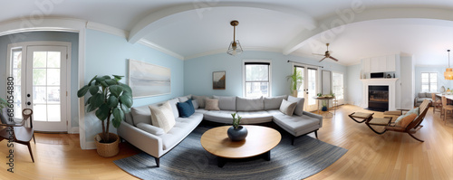 360 living room panorama interior. Modern high degree definition. photo