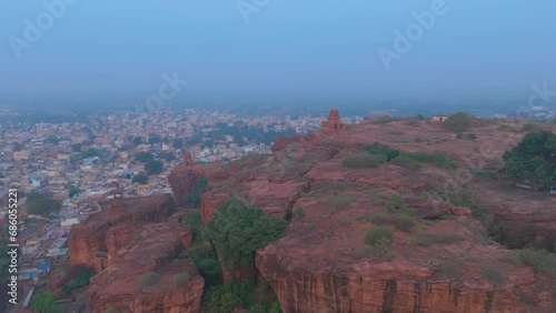 Wallpaper Mural Badami cave temple aerial view at sunrise located in Karnataka, India Torontodigital.ca
