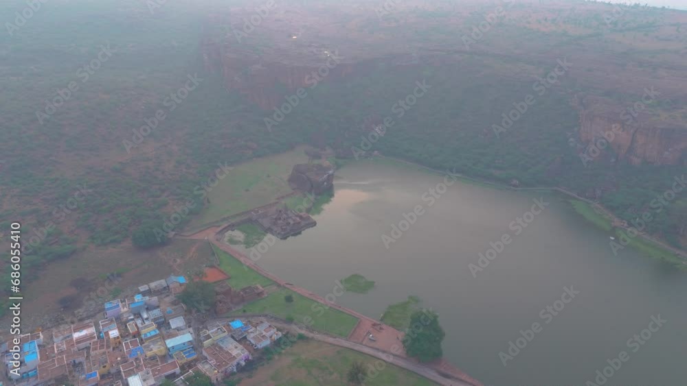 custom made wallpaper toronto digitalBadami cave temple aerial view at sunrise located in Karnataka, India