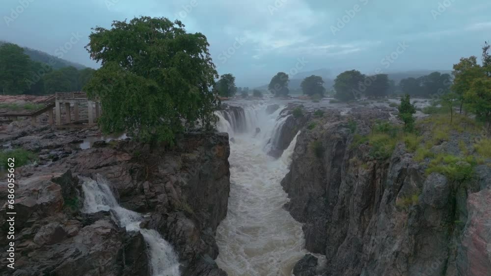Aerial view of hogenakkal scenic waterfalls in Tamilnadu India in slowmotion 4K Aerial view of hogenakkal scenic waterfalls in Tamilnadu India in slowmotion 4K