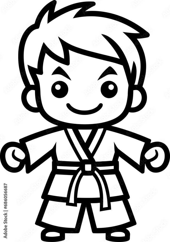 Cute little karate kid silhouette. Vector template for laser cutting. Cute little karate kid silhouette. Vector template for laser cutting.