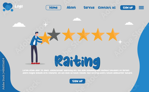 Rating landing page website illustration vector flat design template