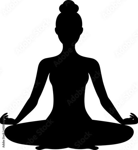 Yoga woman silhouette in black color. Vector template for laser cutting.