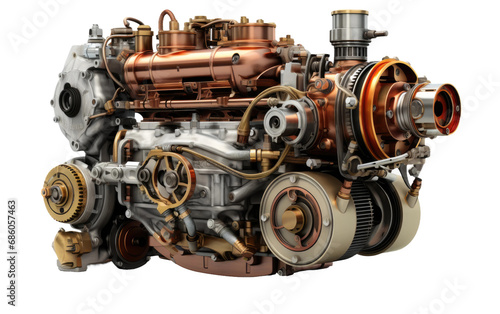 A Realistic Image Unveiling the Innovation of the Atkinson Cycle Engine on White or PNG Transparent Background photo