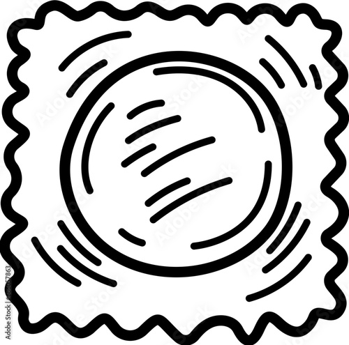 Italian ravioli pasta line drawing illustration