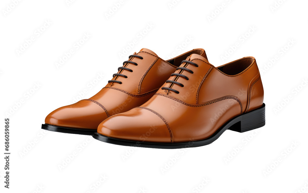 Realism in the Details of Cap Toe Oxford Shoes on White or PNG Transparent Background