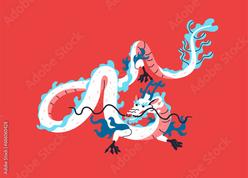 Oriental eastern dragon. Chinese New Year symbol. Asian lizard monster. Festi...