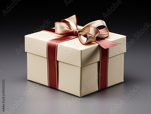 an elegant white present box with gift ribbon