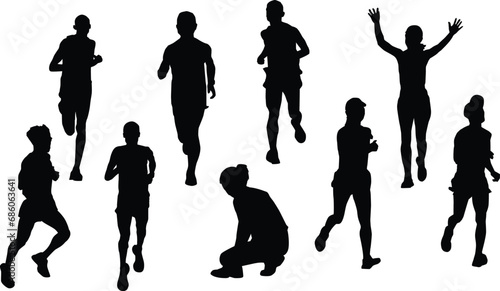 marathon runner silhouette illustration vector 