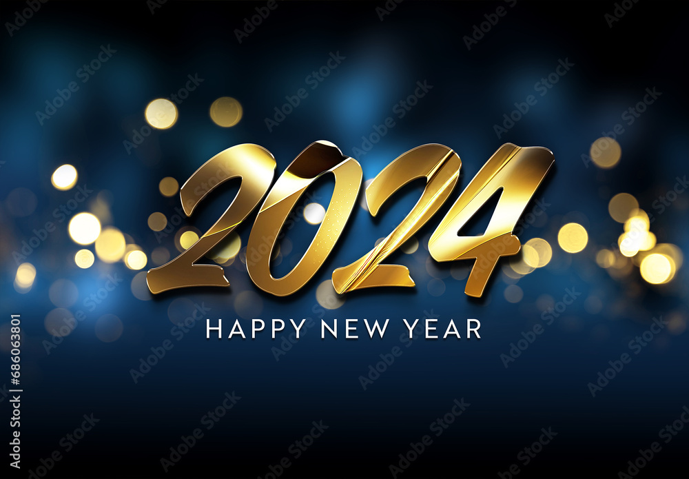 Gold Shiny Happy New Year Text Effect Mockup Stock Template | Adobe Stock
