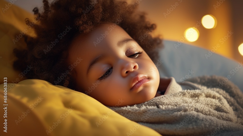 In the quiet of the kid's room, a blissful slumber takes place. In the quiet of the kid's room, a blissful slumber takes place.