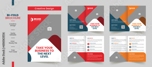 Clean Corporate bifold brochure template premium style with modern style and clean concept use for business proposal and business profile	