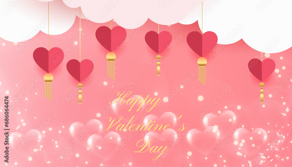 Happy valentine's day card set design.