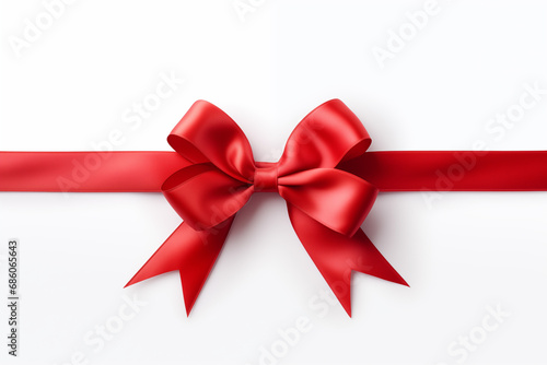 Simple red ribbon placed on a white background.
