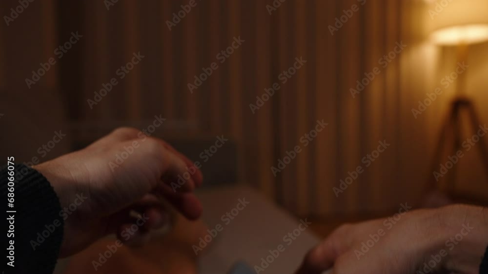 Man's Point of View, Holding Smartphone, Playing a Video Game in Bed, Getting frustrated and Throwing it. With Chromakey Screen. Man's Point of View, Holding Smartphone, Playing a Video Game in Bed, Getting frustrated and Throwing it. With Chromakey Screen.