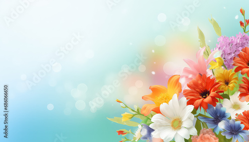 Bouquet of fresh flowers with space for text  spring concept