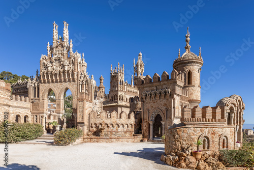 Exterior facade of Castillo de Colomares monument, in the form of a castle, dedicated to the life and adventures of Christopher Columbus in Benalmádena, Andalusia, Spain