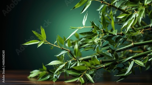 Green Bamboo Branch On Black Background  HD  Background Wallpaper  Desktop Wallpaper 