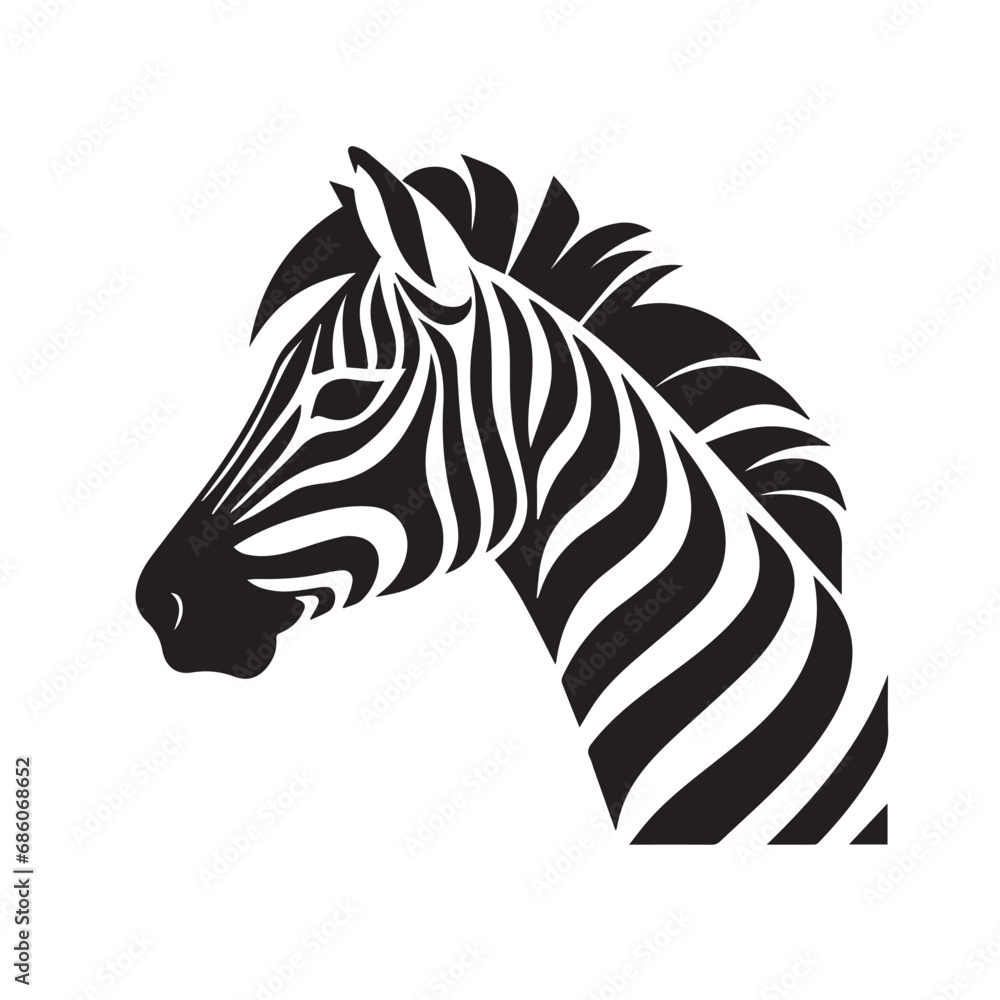 Fototapeta premium Zebra in cartoon, doodle style. Isolated 2d vector illustration in logo, icon style, Eps 10, black and white. AI Generative