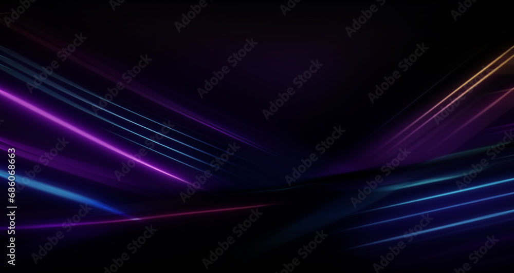 speed motion blur purple red blue yellow road black background and and lines glowing. generative ai speed motion blur purple red blue yellow road black background and and lines glowing. generative ai