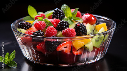 Healthy detox fruits salad in bowl