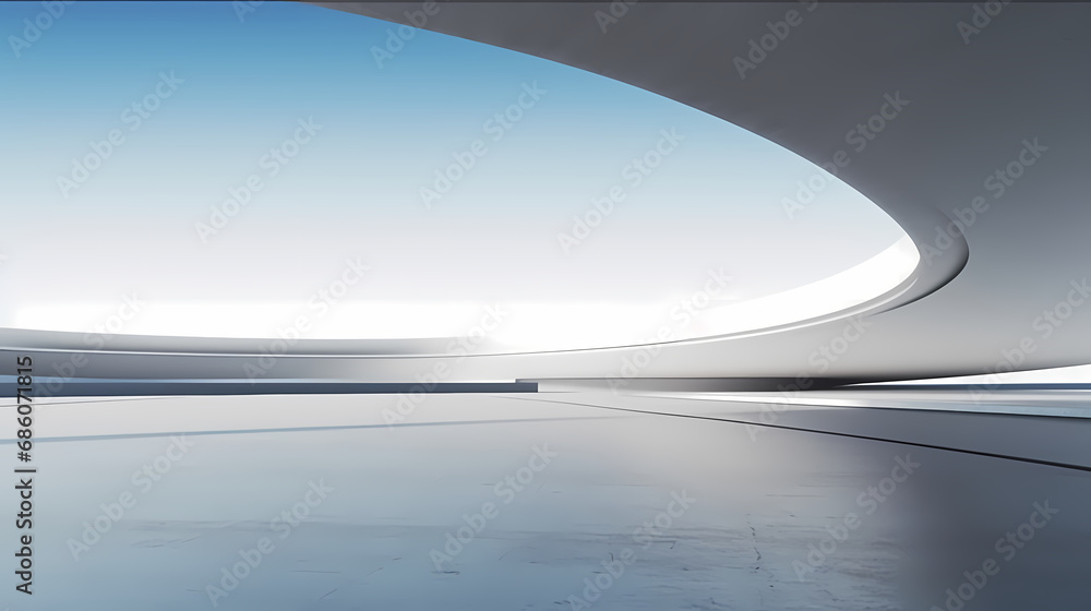 3d render of abstract futuristic architecture with empty concrete floor 3d render of abstract futuristic architecture with empty concrete floor