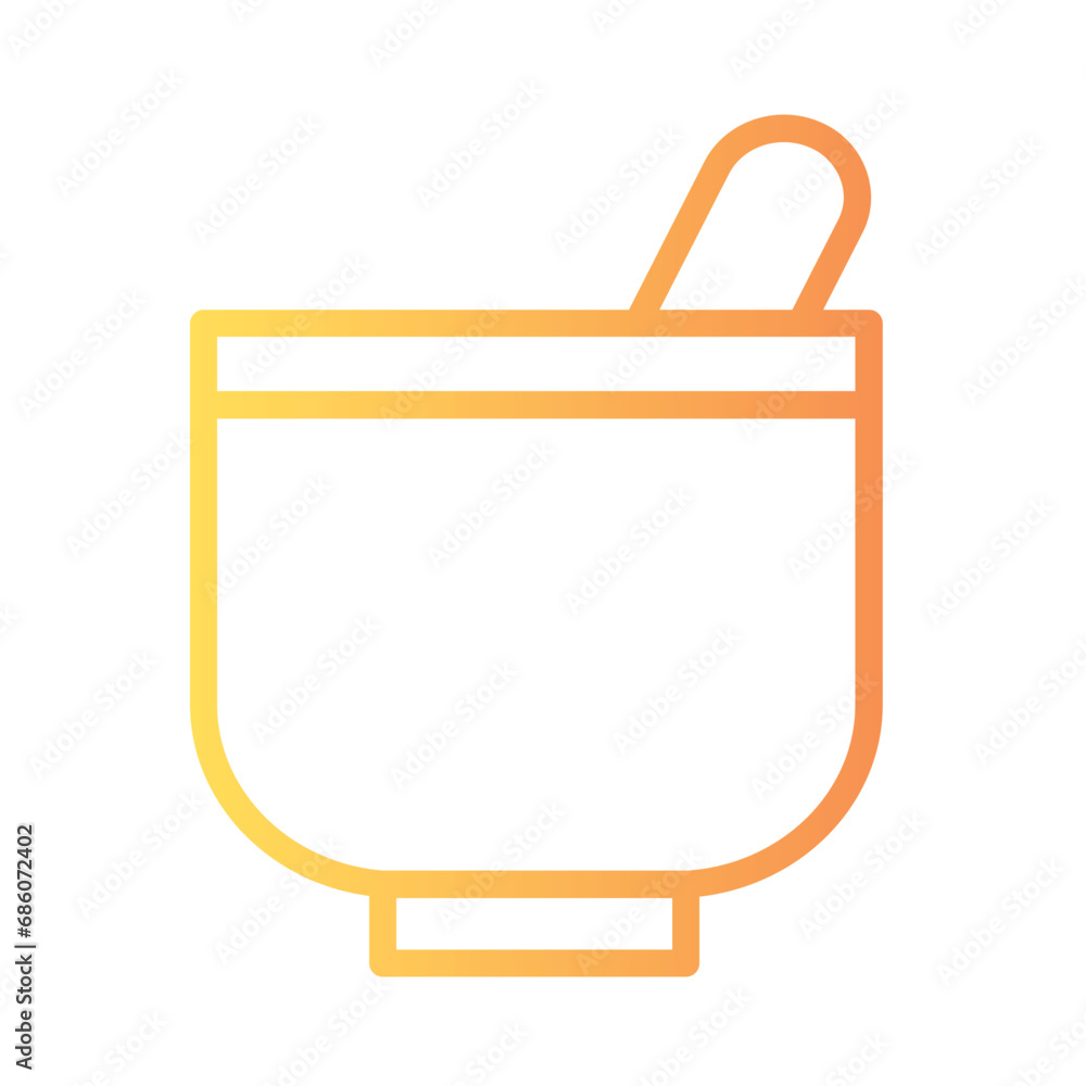 Mortar Pestle Bowl Gradient Outline Icon Mortar Pestle Bowl Gradient Outline Icon