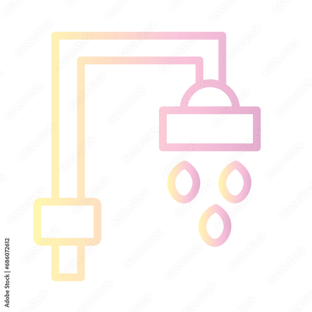 Fototapeta premium Shower Water Clean Gradient Outline Icon