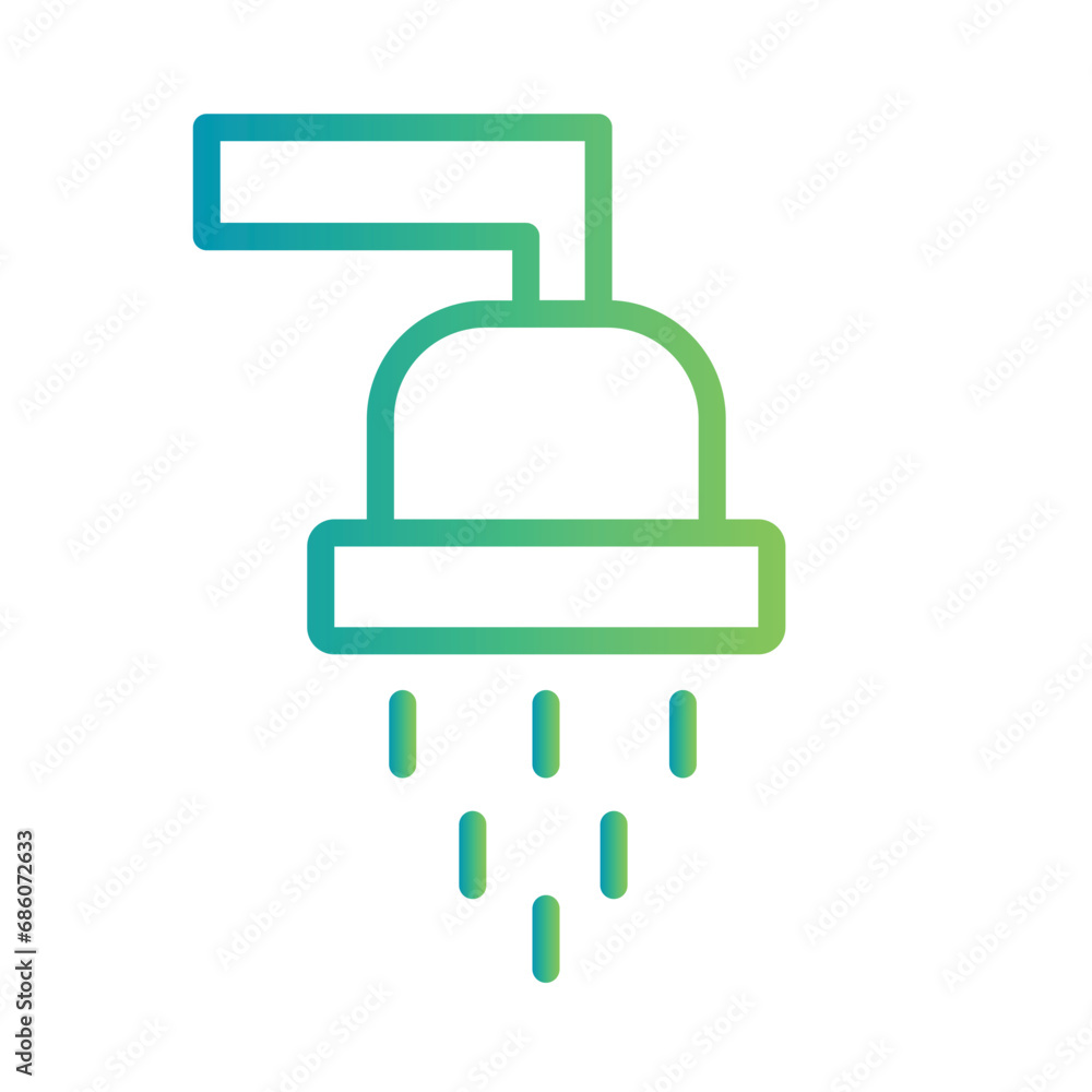 Shower Water Number Gradient Outline Icon Shower Water Number Gradient Outline Icon