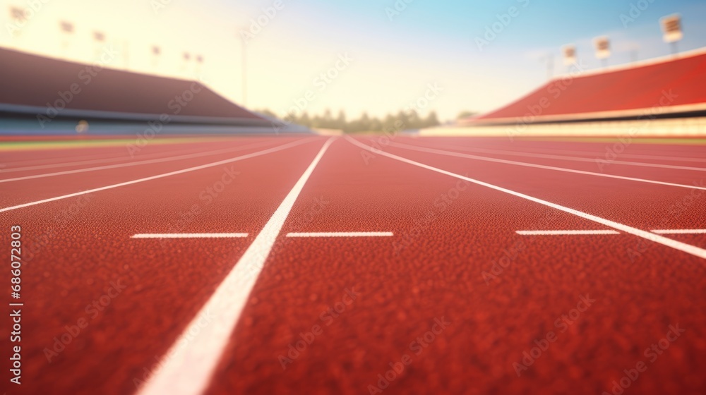 Pristine Running Track. Smooth Surface Ready for Runners Pristine Running Track. Smooth Surface Ready for Runners