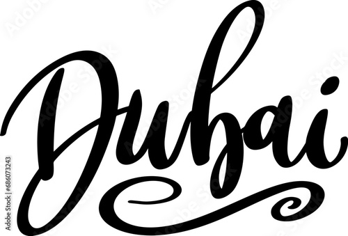 Dubai. Lettering phrase isolated on white background
