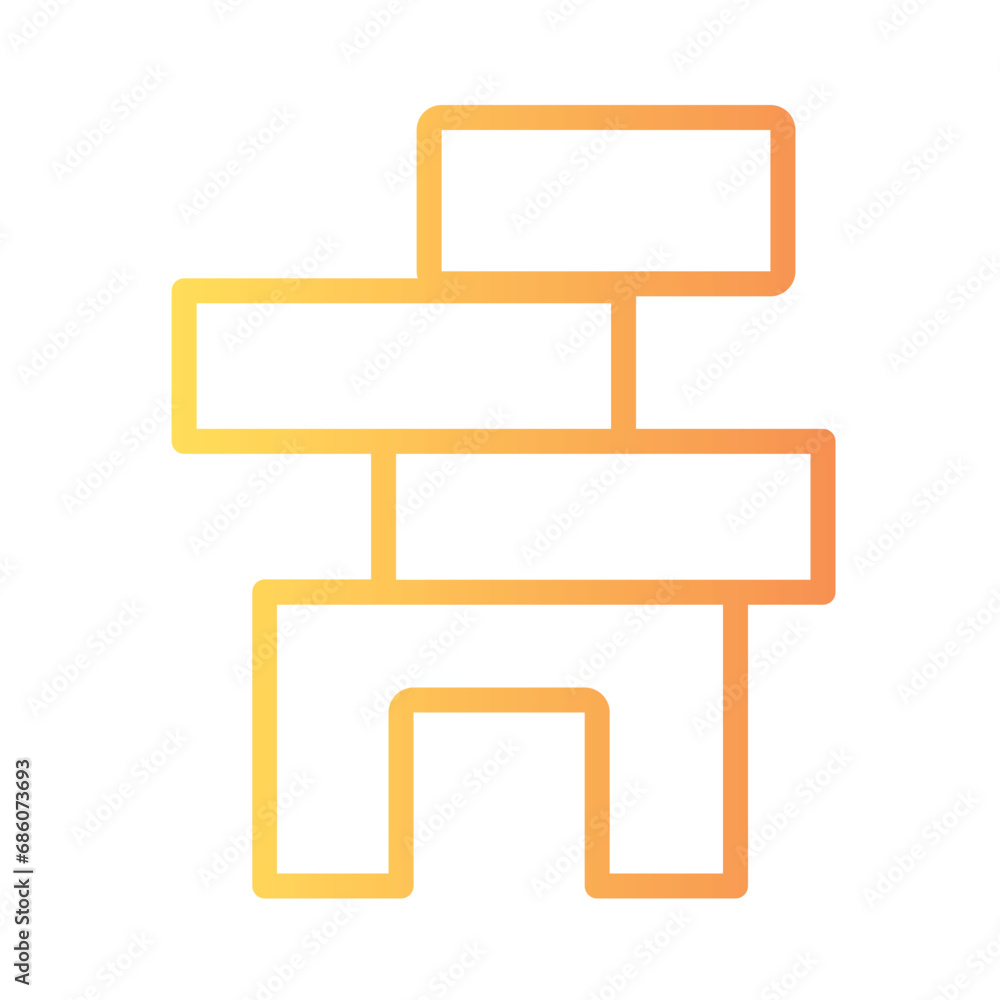 Building Blocks Toys Gradient Outline Icon Building Blocks Toys Gradient Outline Icon