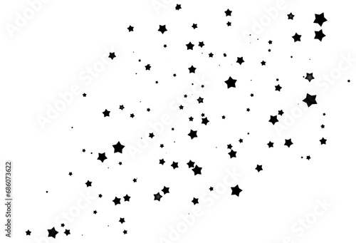 Shooting Star Black. Shooting star with an elegant star trail on a white background. Festive star sprinkles  powder. Vector png.