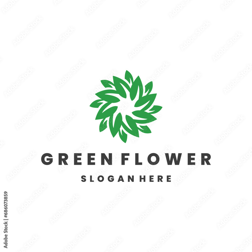 Green flower logo template vector illustration design Green flower logo template vector illustration design