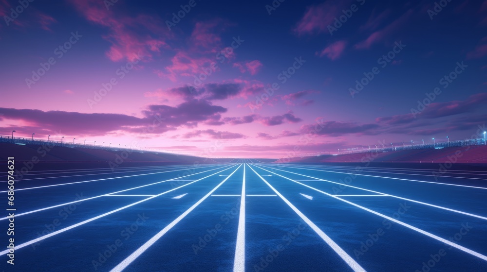 Pristine Running Track. Smooth Surface Ready for Runners Pristine Running Track. Smooth Surface Ready for Runners