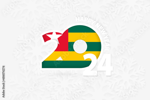 New Year 2024 for Togo on snowflake background.