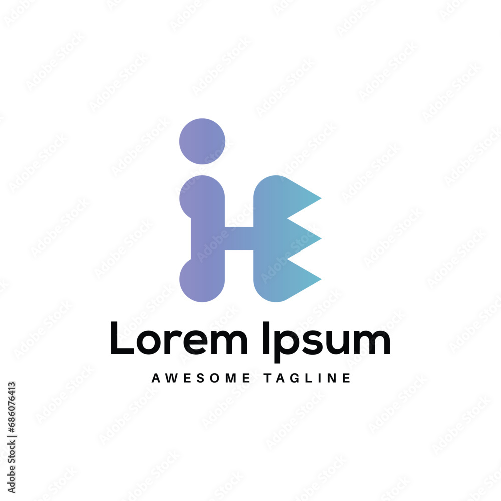 IHE Letter Logo Design Free Icon
