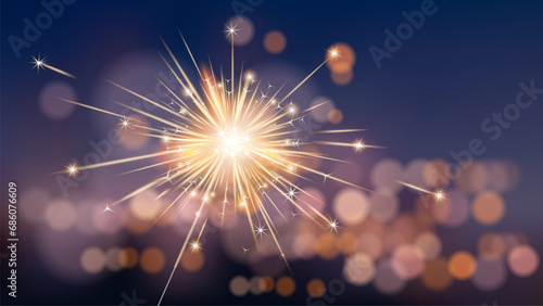 Sparklers on a city background vector