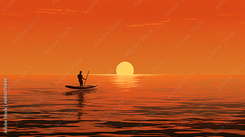 Paddle man in the sea