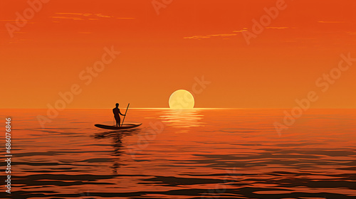 Paddle man in the sea