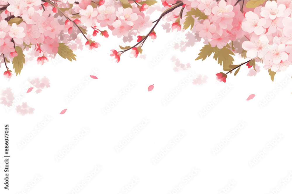 Greeting card template of сherry blossom flowers and branches in vector watercolor style. Greeting card template of сherry blossom flowers and branches in vector watercolor style.