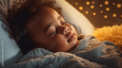 The little one peacefully sleeps in a comfy bed in their room.