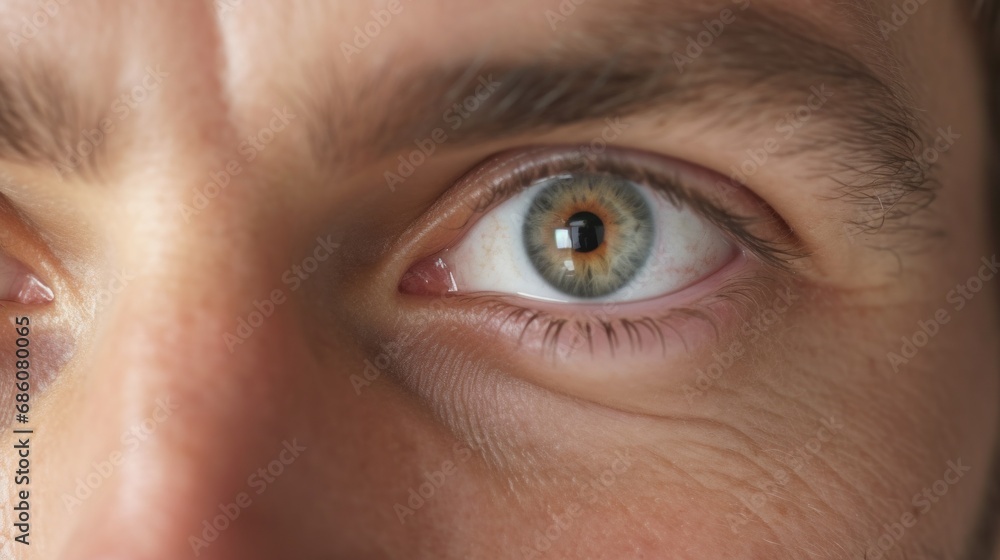 Fototapeta premium The camera zooms in, emphasizing the man's compelling stare.