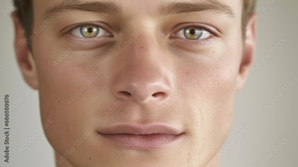 The camera zooms in, emphasizing the man's compelling stare.