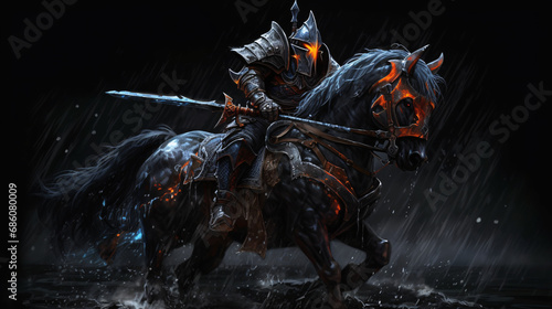 Chaos  knight  ridding  beast  firing  sword  rain 