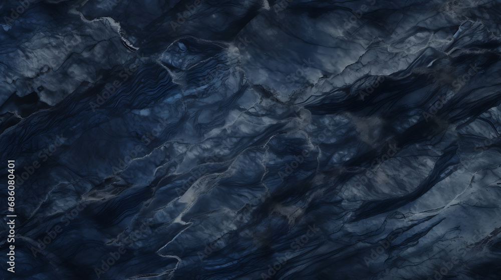 Abstract dark blue liquid marble background. Generative AI
