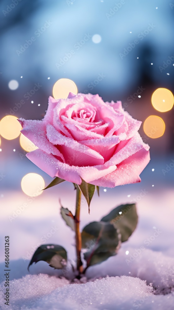 Pink rose and a red velvet jewellery box. Happy Valentine's Day greeting card concept. AI generated image Pink rose and a red velvet jewellery box. Happy Valentine's Day greeting card concept. AI generated image