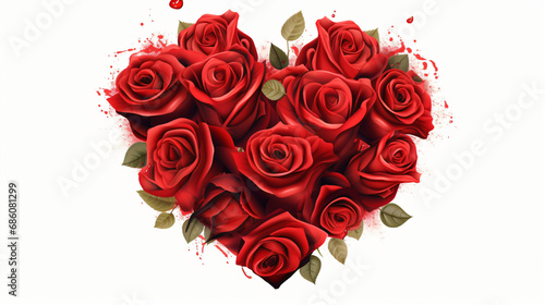 Red rose bouquet with heart