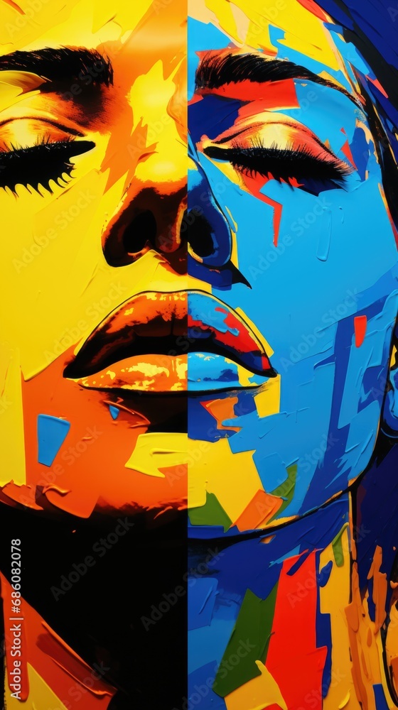 Fototapeta premium A close up of a painting of a woman's face