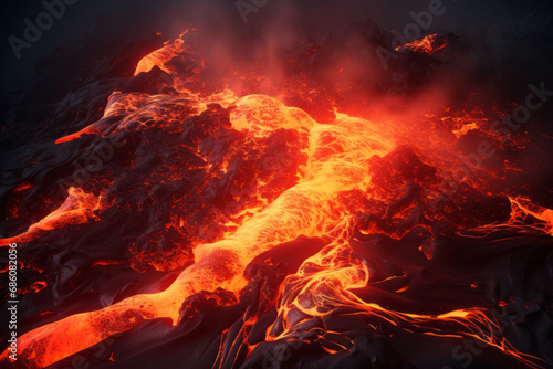 Volcanic lava eruption. Eruption of volcanic magma.generative ai